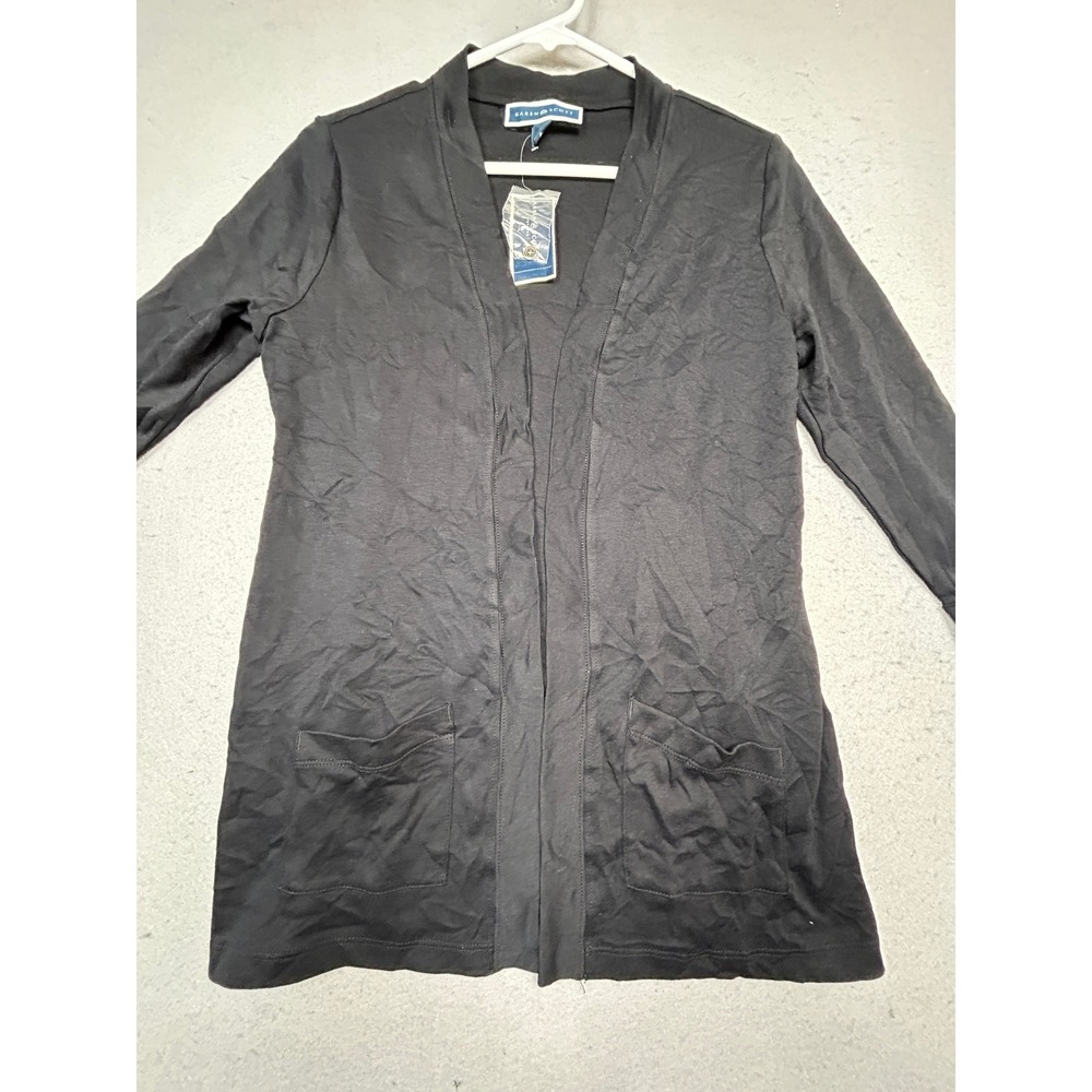 Karen Scott Cardigan 100% Cotton Black PS Womens